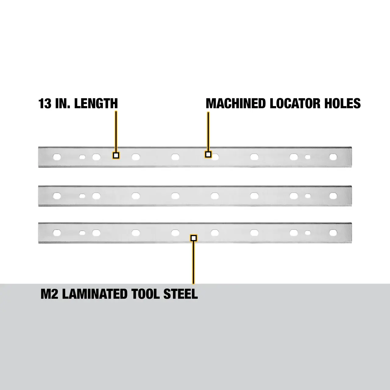 DeWalt 13-330MM-DISPOSABLE-AND-REVERSIBLE-THICKNESS-PLANER-KNIVES-3-PACK
