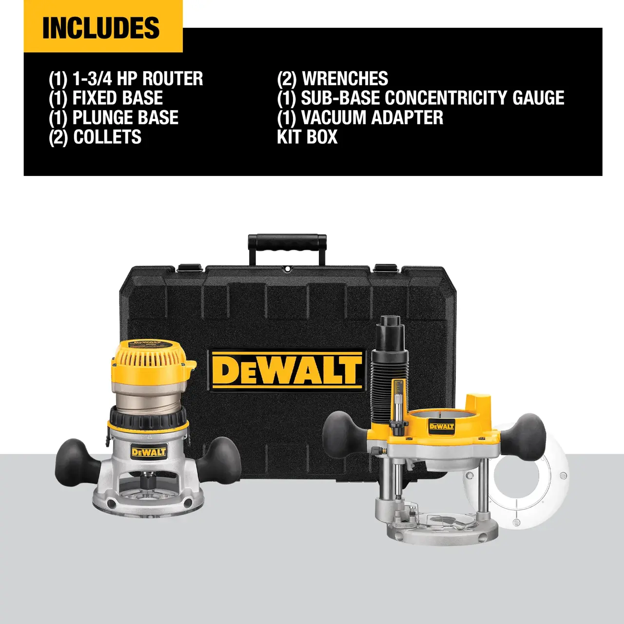 DeWalt 1-34-HP-MAXIMUM-MOTOR-HP-FIXED-BASE-PLUNGE-ROUTER-COMBO-KIT