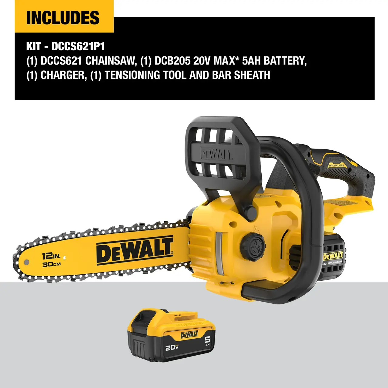 DeWalt 20V-MAX-12-COMPACT-BRUSHLESS-CORDLESS-CHAINSAW-KIT