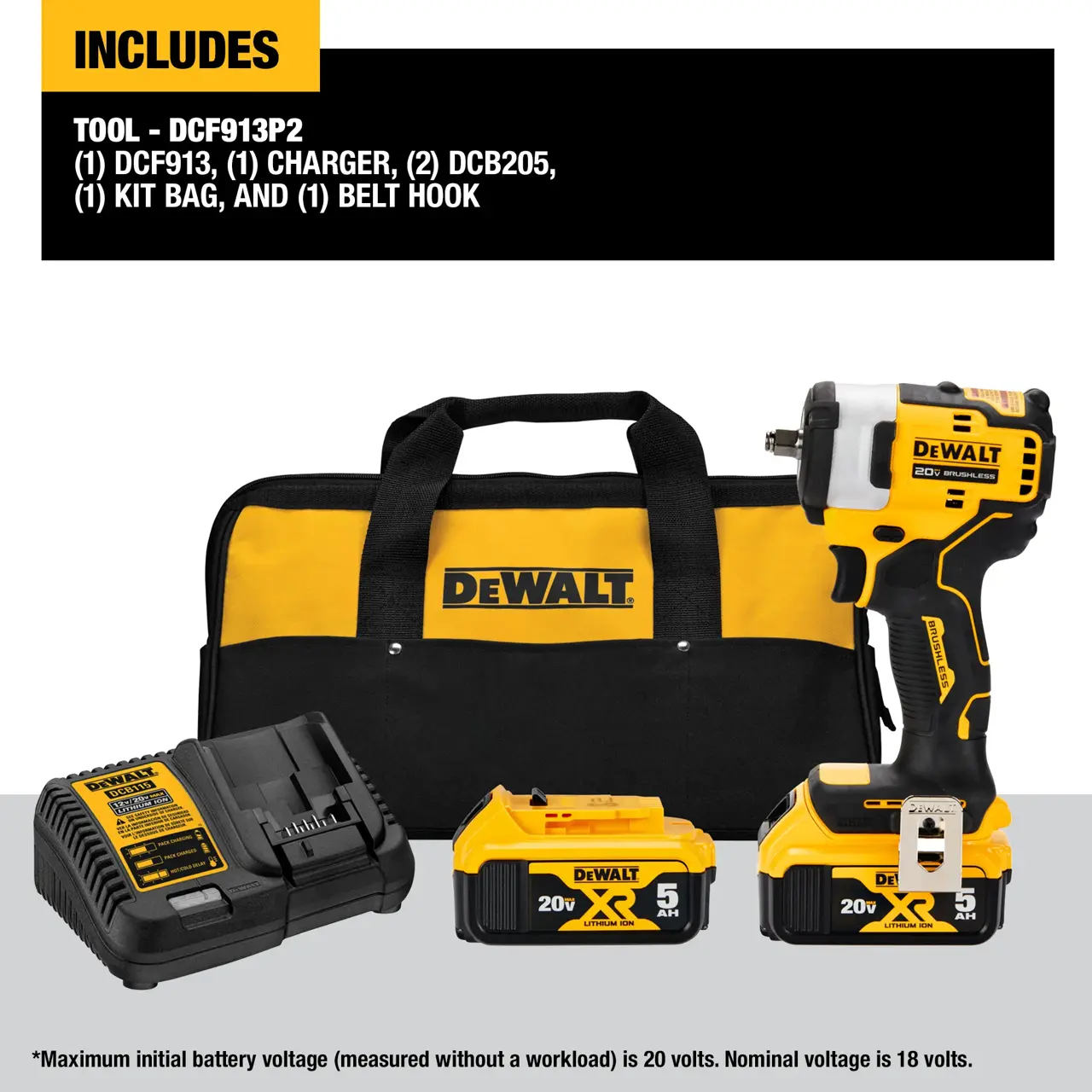 DeWalt 20V-MAX-38-CORDLESS-IMPACT-WRENCH-HOG-RING-ANVIL-KIT