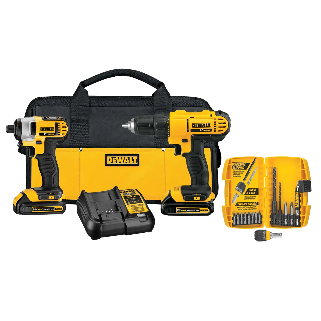 DeWalt 20V-MAX-COMPACT-DRILLDRIVER-AND-IMPACT-DRIVER-ACCESSORIES-COMBO-KIT