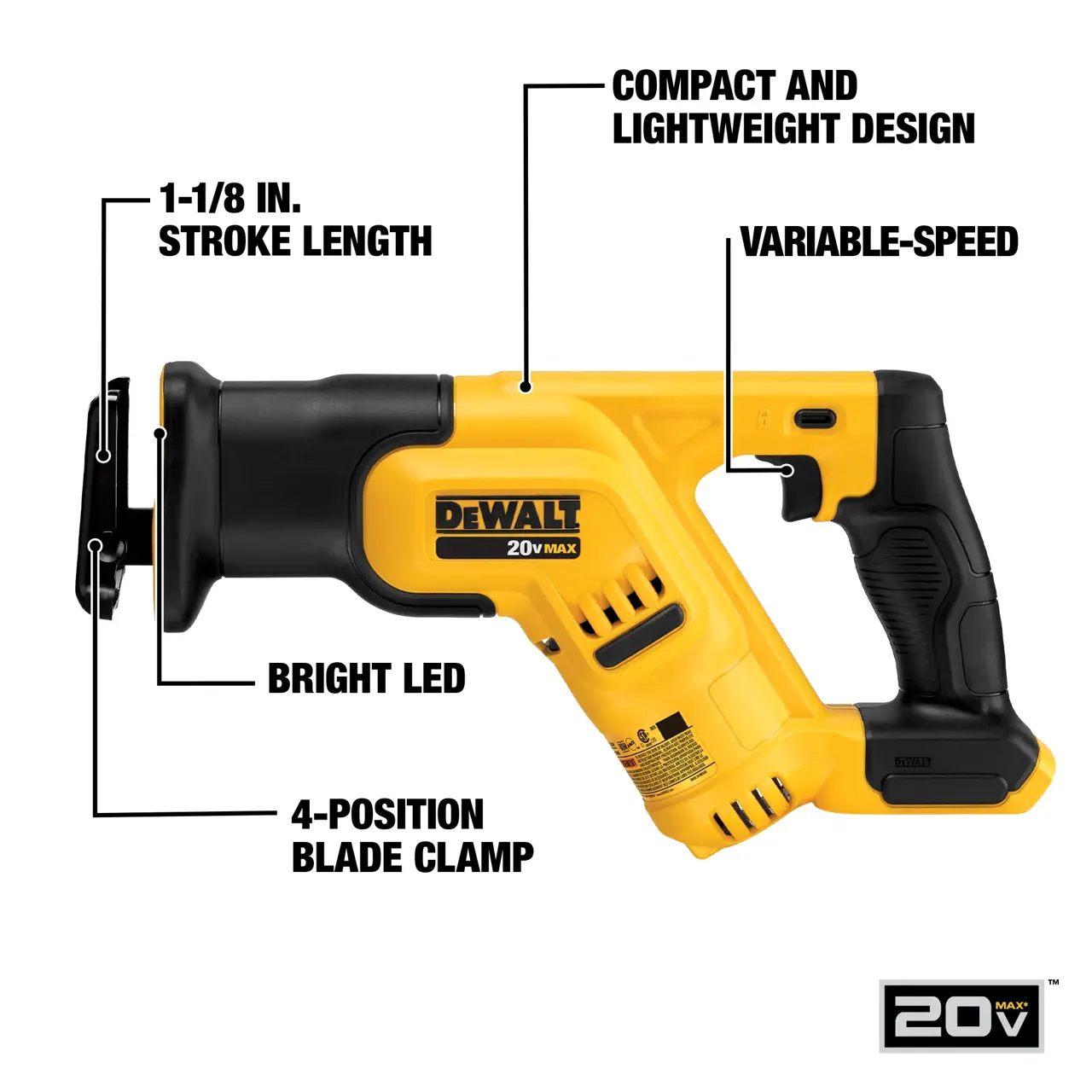DeWalt 20V-MAX-CORDLESS-COMPACT-RECIPROCATING-SAW-TOOL-ONLY