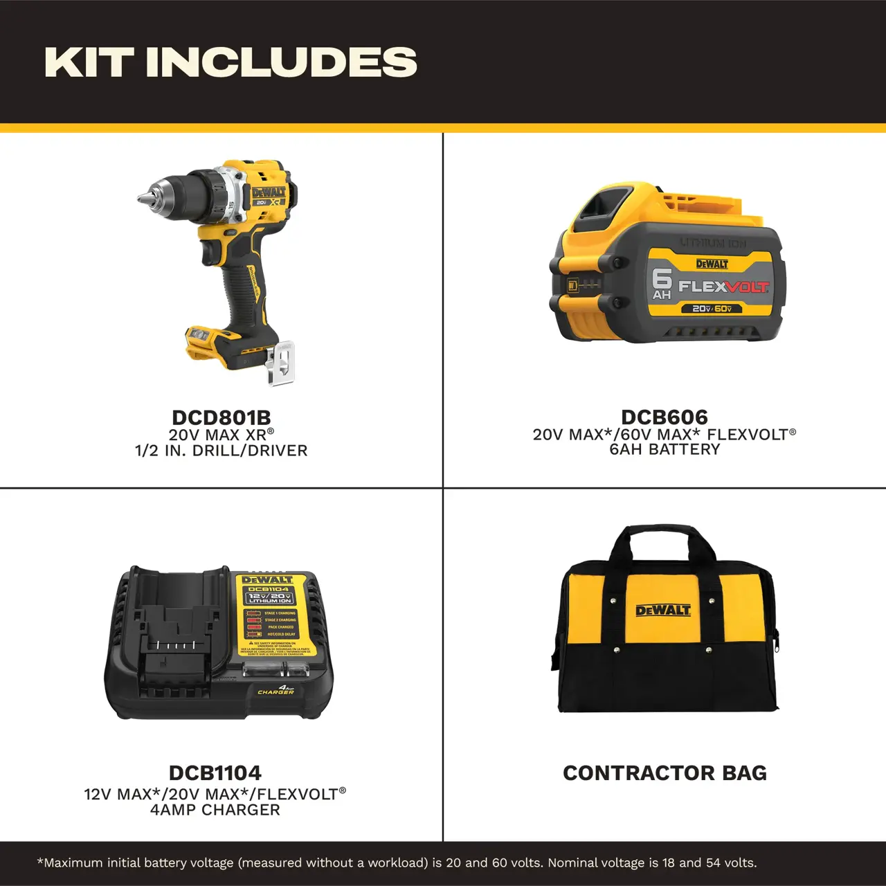 DeWalt 20V-MAX-XR-12-DRILLDRIVER-KIT-6AH-FLEXVOLT-BATTERY
