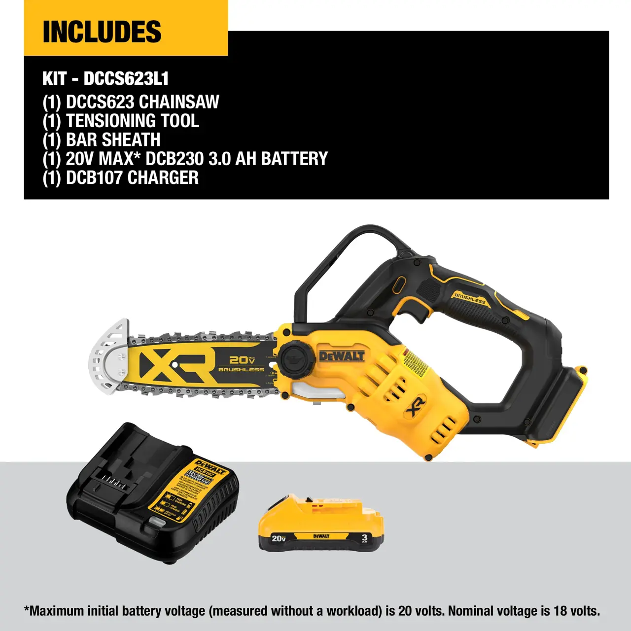 DeWalt 20V-MAX-XR-8-BRUSHLESS-CORDLESS-PRUNING-CHAINSAW-KIT