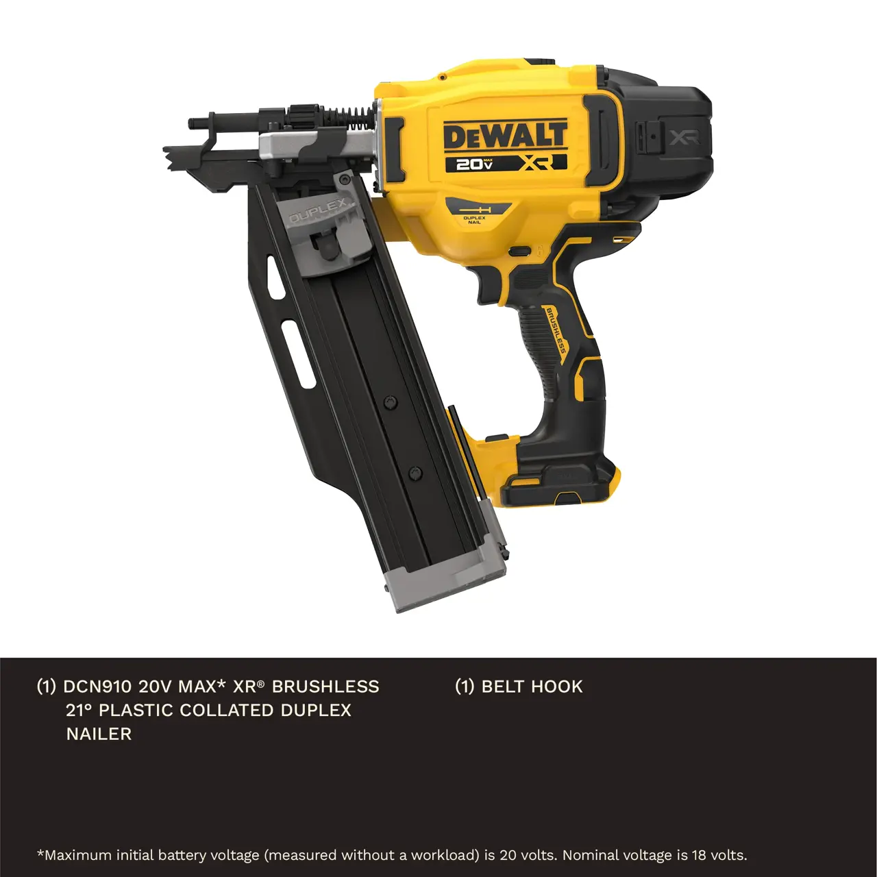 DeWalt 20V-MAX-XR-BRUSHLESS-21DEG-PLASTIC-COLLATED-DUPLEX-NAILER-TOOL-ONLY