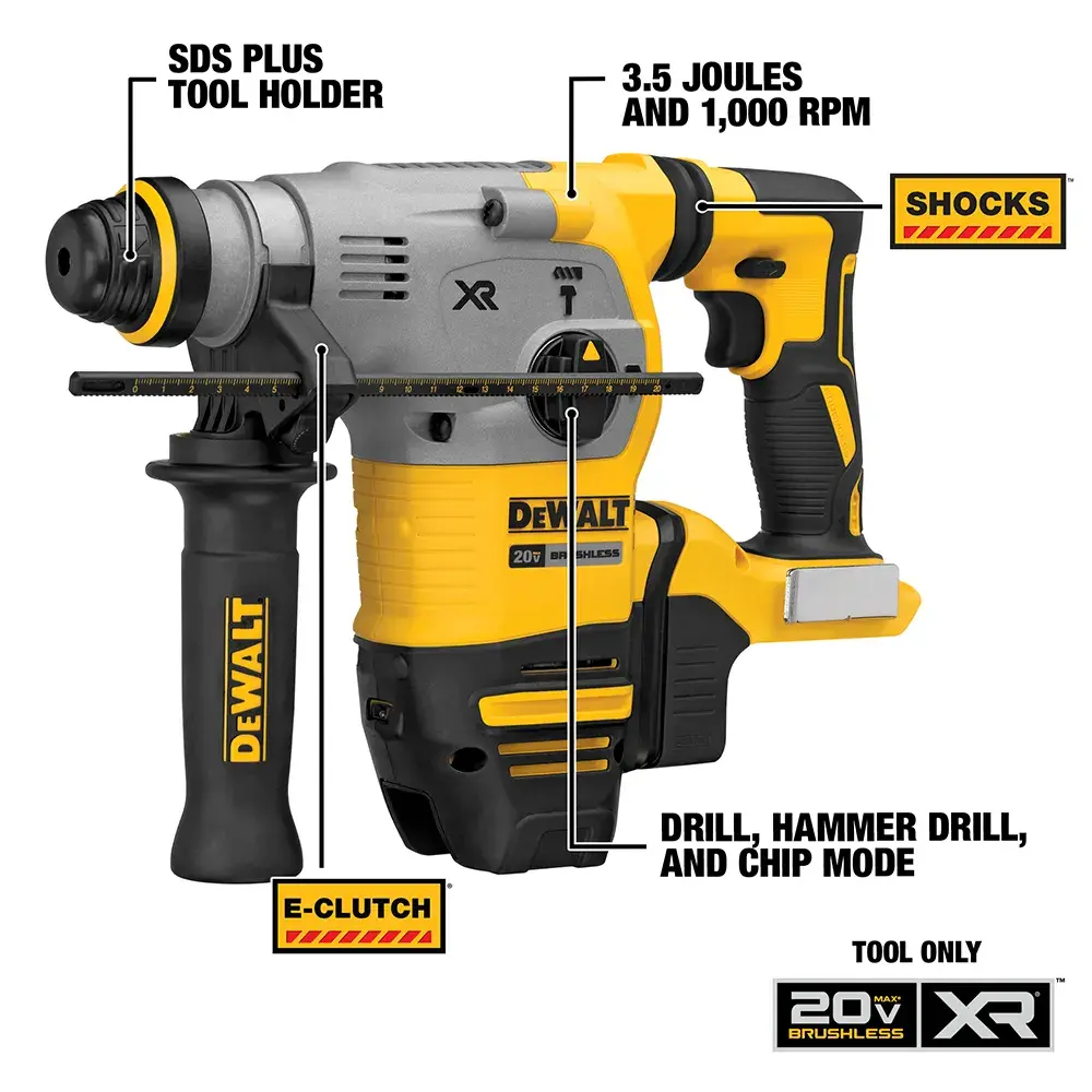 DeWalt 20V-MAX-XR-BRUSHLESS-CORDLESS-1-18-29MM-SDS-PLUS-L-SHAPE-ROTARY-HAMMER-TOOL-ONLY