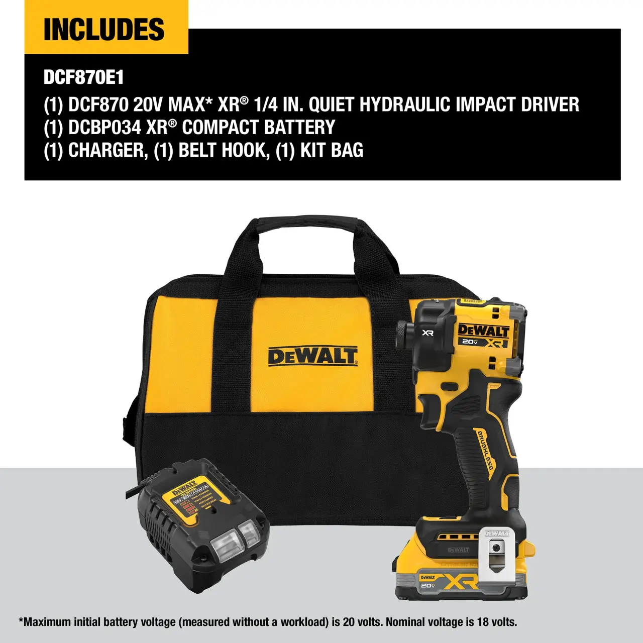 DeWalt 20V-MAX-XR-BRUSHLESS-CORDLESS-14-QUIET-HYDRAULIC-IMPACT-DRIVER-KIT