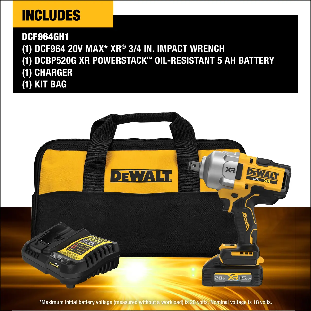 DeWalt 20V-MAX-XR-BRUSHLESS-CORDLESS-34-HIGH-TORQUE-IMPACT-WRENCH-HOG-RING-ANVIL-KIT