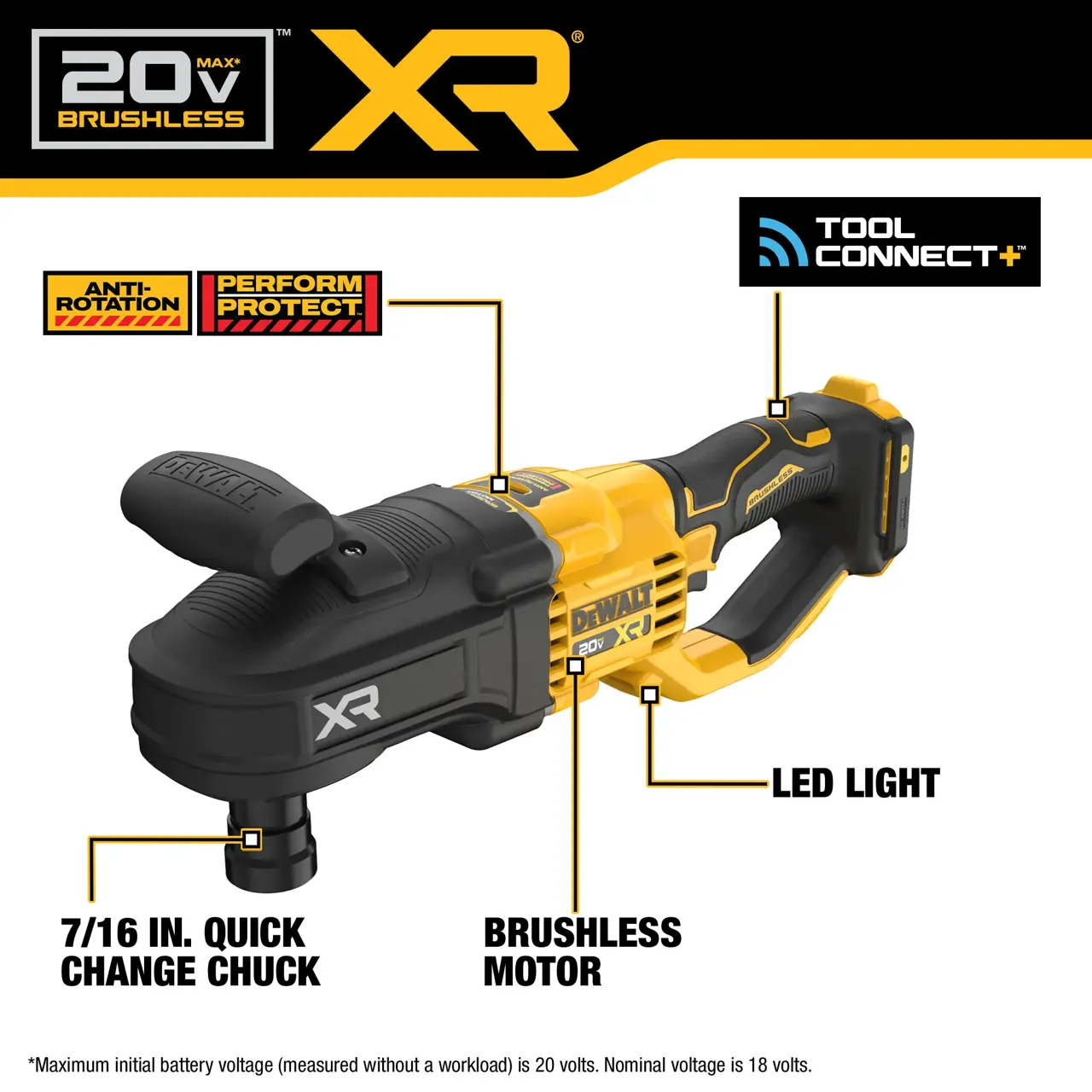 DeWalt 20V-MAX-XR-BRUSHLESS-CORDLESS-716-QUICK-CHANGE-COMPACT-STUD-JOIST-DRILL-TOOL-ONLY