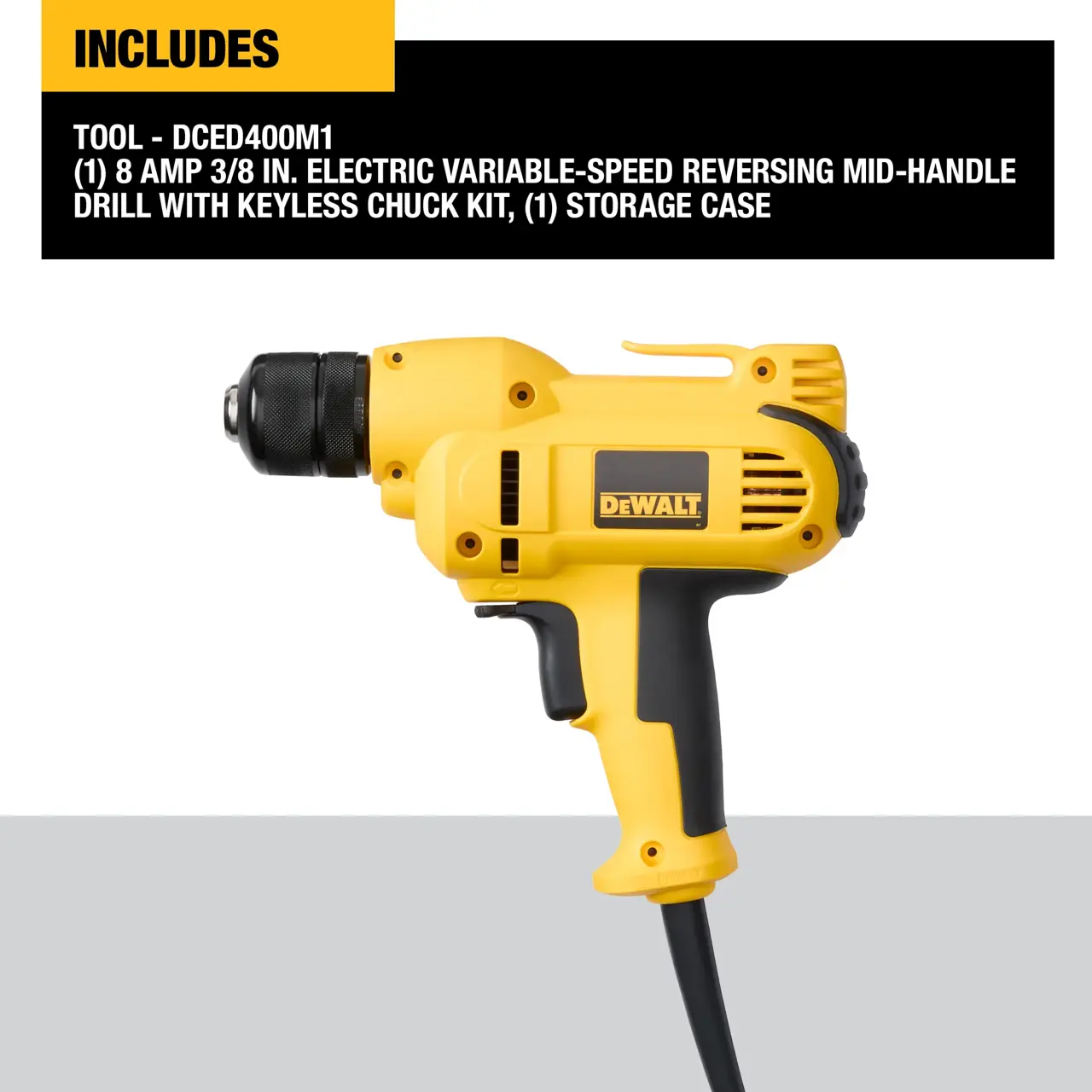 DeWalt 38-10MM-VSR-MID-HANDLE-DRILL-KIT-KEYLESS-CHUCK
