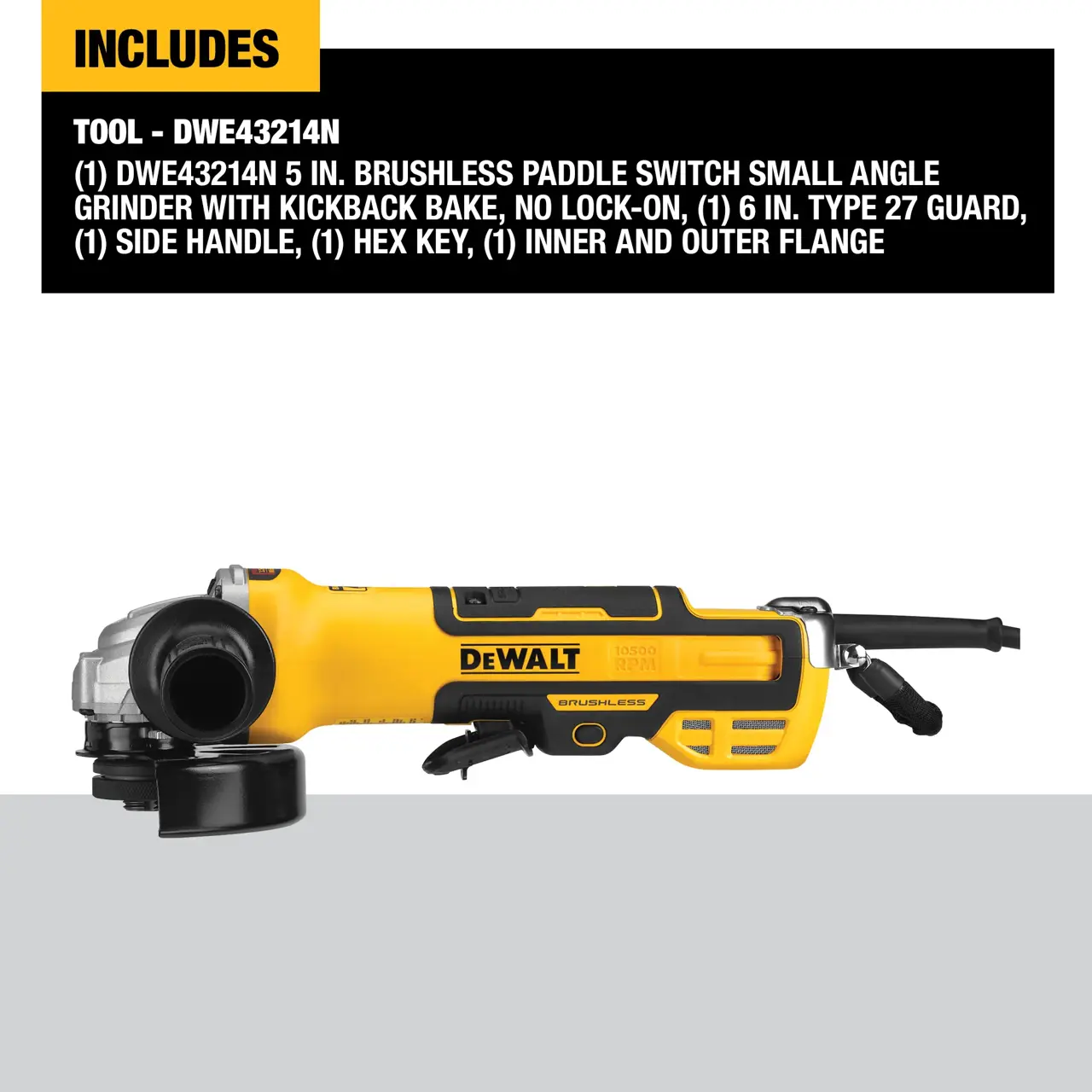 DeWalt 5-127MM-BRUSHLESS-PADDLE-SWITCH-SMALL-ANGLE-GRINDER-KICKBACK-BRAKE-AND-NO-LOCK