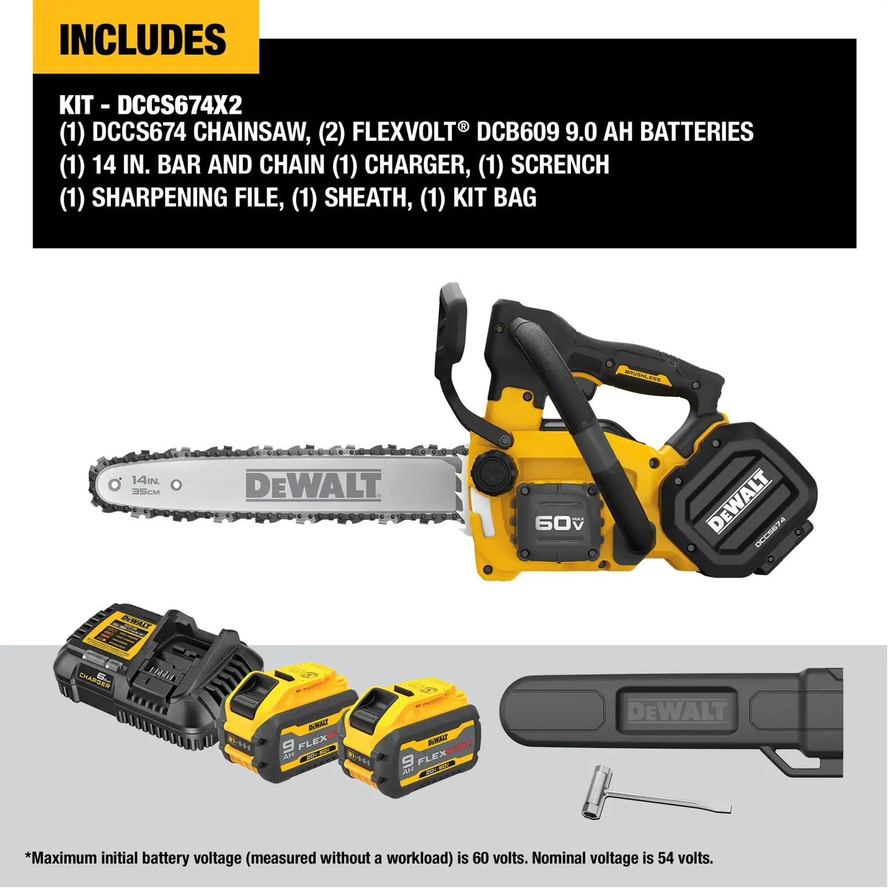 DeWalt 60V-MAX-14-BRUSHLESS-CORDLESS-TOP-HANDLE-CHAINSAW-KIT