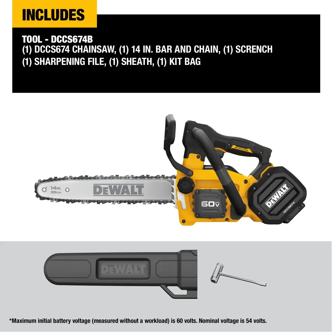 DeWalt 60V-MAX-14-TOP-HANDLE-CHAINSAW-TOOL-ONLY