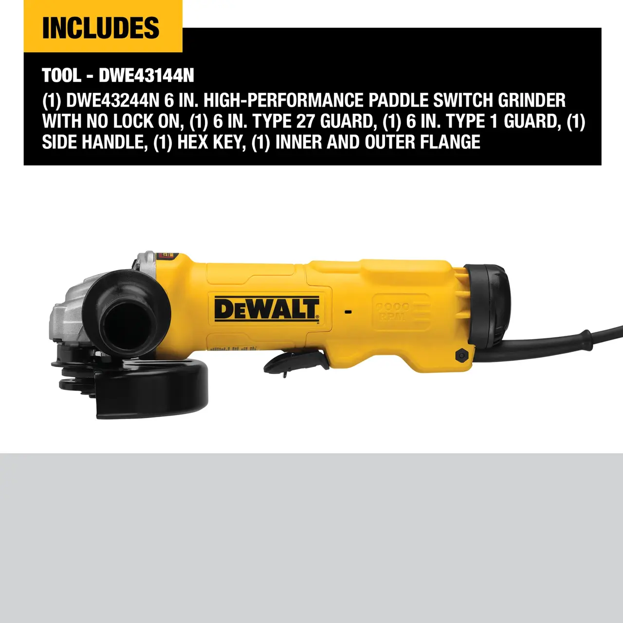 DeWalt 6-150MM-CORDED-ELECTRIC-PADDLE-SWITCH-ANGLE-GRINDER-NO-LOCK