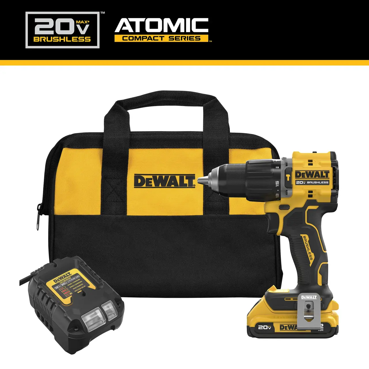 DeWalt ATOMIC-COMPACT-SERIES-20V-MAX-BRUSHLESS-CORDLESS-12-HAMMER-DRILL-KIT