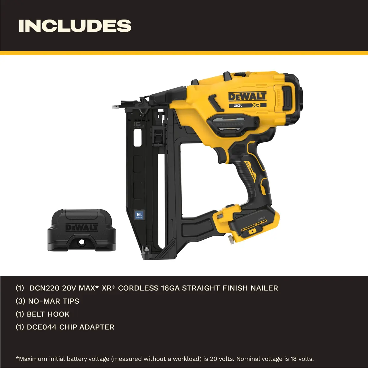 DeWalt DEWALT-20V-MAX-XR-CORDLESS-16GA-STRAIGHT-FINISH-NAILER-TOOL-ONLY