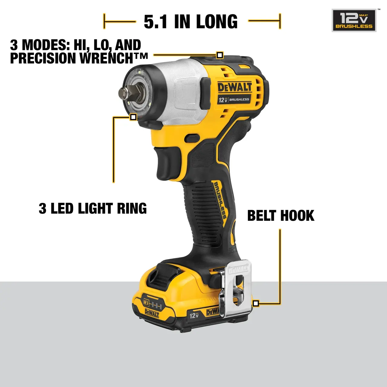 DeWalt XTREME-12V-MAX-CORDLESS-BRUSHLESS-38-95MM-IMPACT-WRENCH-2-20-AH-BATTERIES-CHARGER